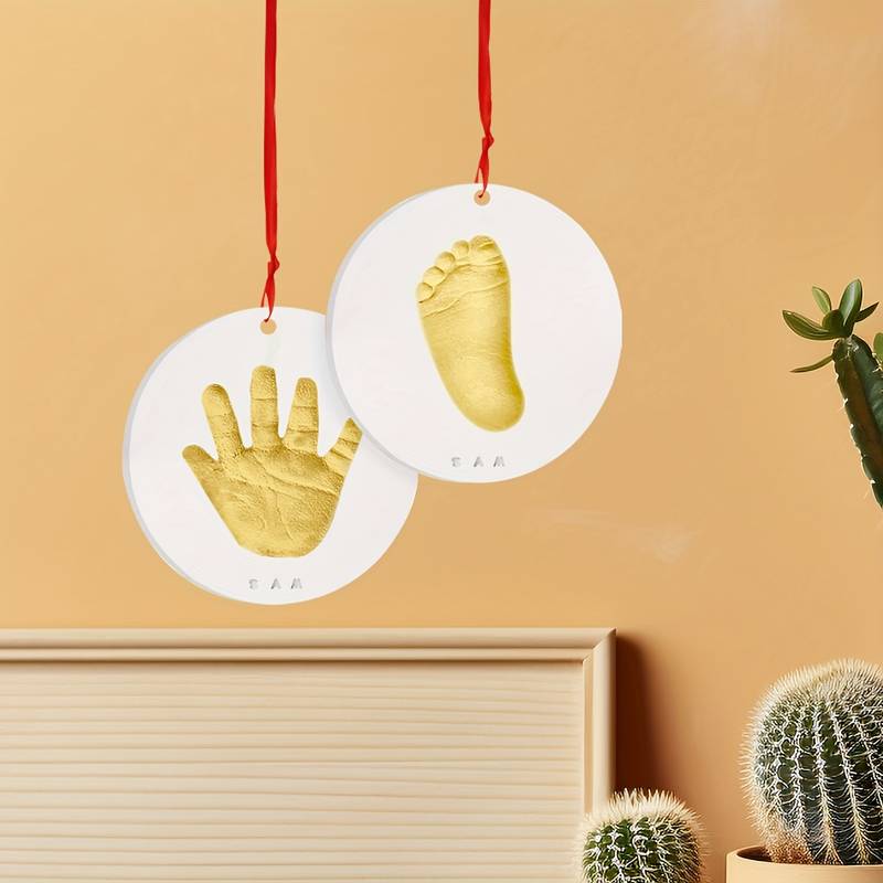 Baby Hand And Footprint Kit,baby Keepsake Handprint Kit,handprint Ornament  Maker (golden Paint) - Temu